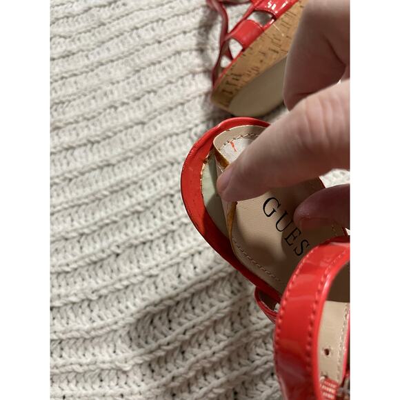Guess Strappy Sandals WG Aleena T Platform Women's Size 9.5 Coral Orange Heels - Picture 5 of 11